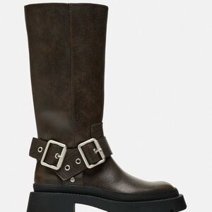 Zara Lug Sole Buckle Boot